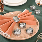 Pure Brass Pumpkin Napkin Ring Set Of 6 Silver Nestasia