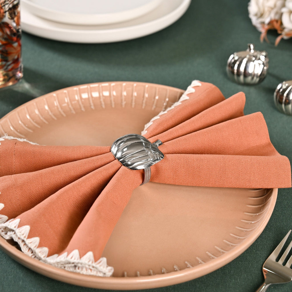 Pure Brass Pumpkin Napkin Ring Set Of 6 Silver Nestasia
