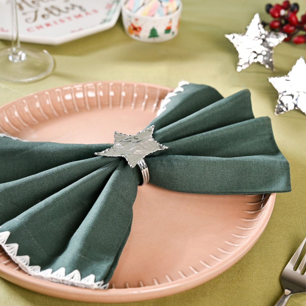 Star Napkin Ring Set Of 6 Silver Nestasia