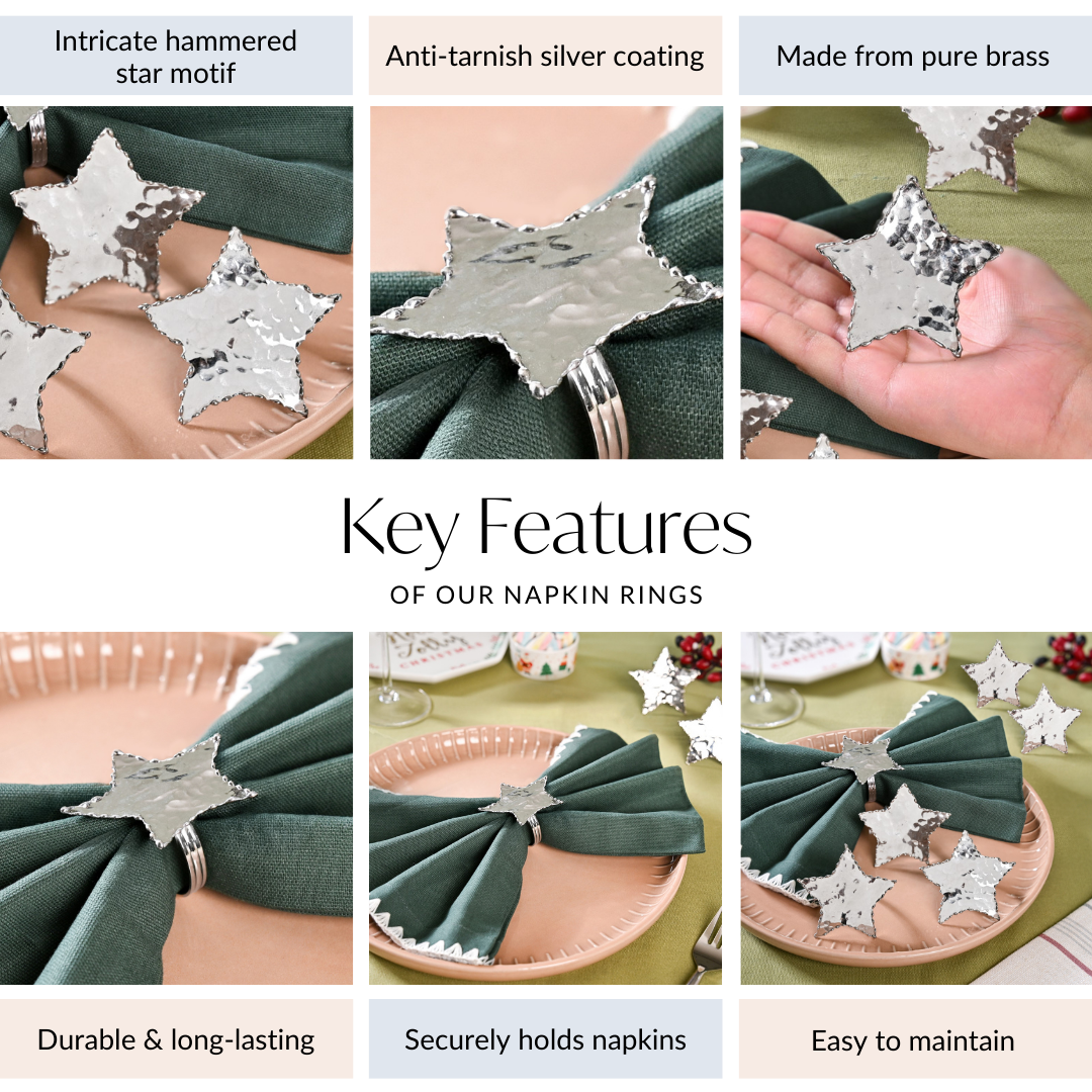 Star Napkin Ring Set Of 6 Silver Nestasia