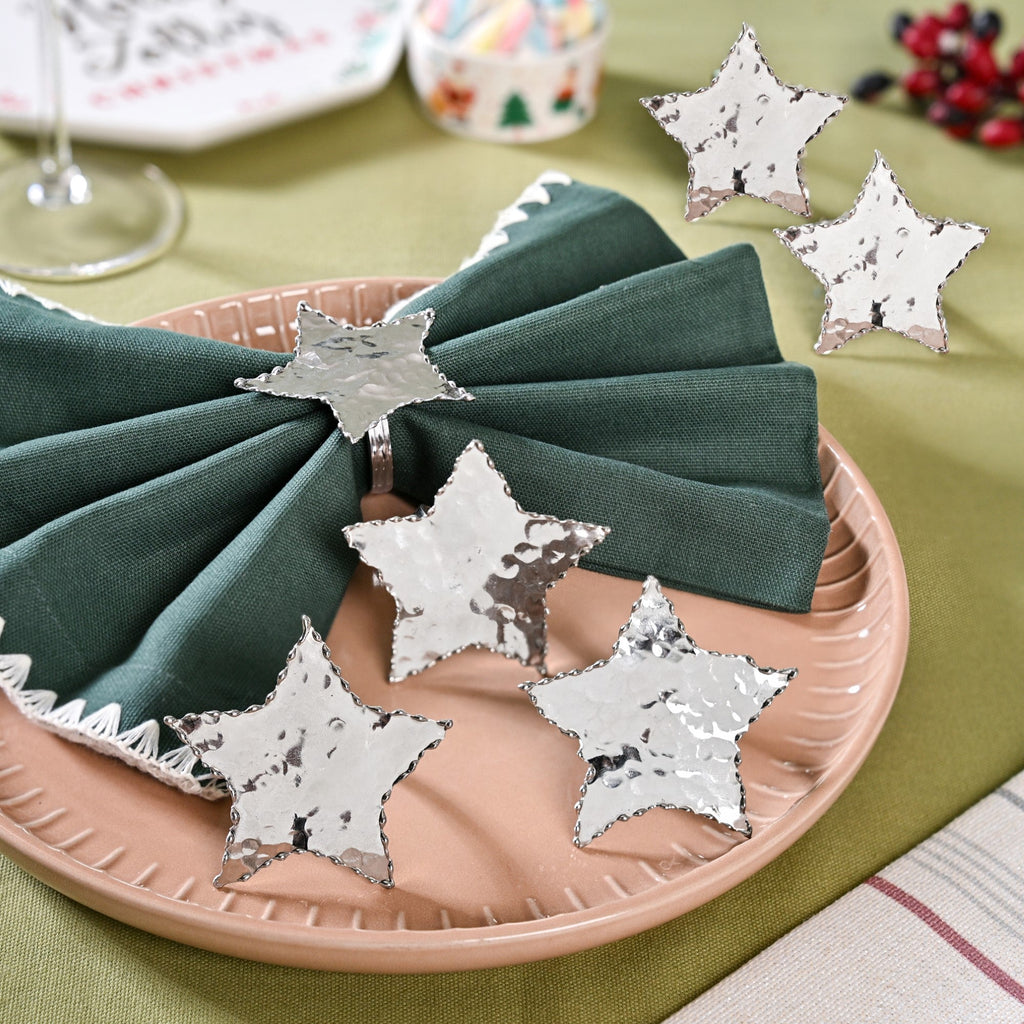 Star Napkin Ring Set Of 6 Silver Nestasia