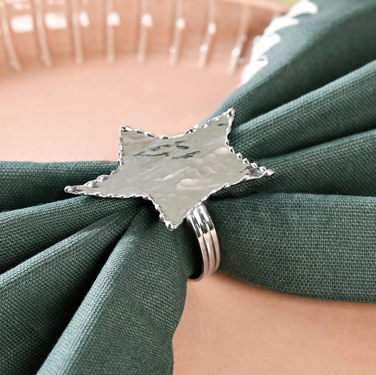Star Napkin Ring Set Of 6 Silver Nestasia