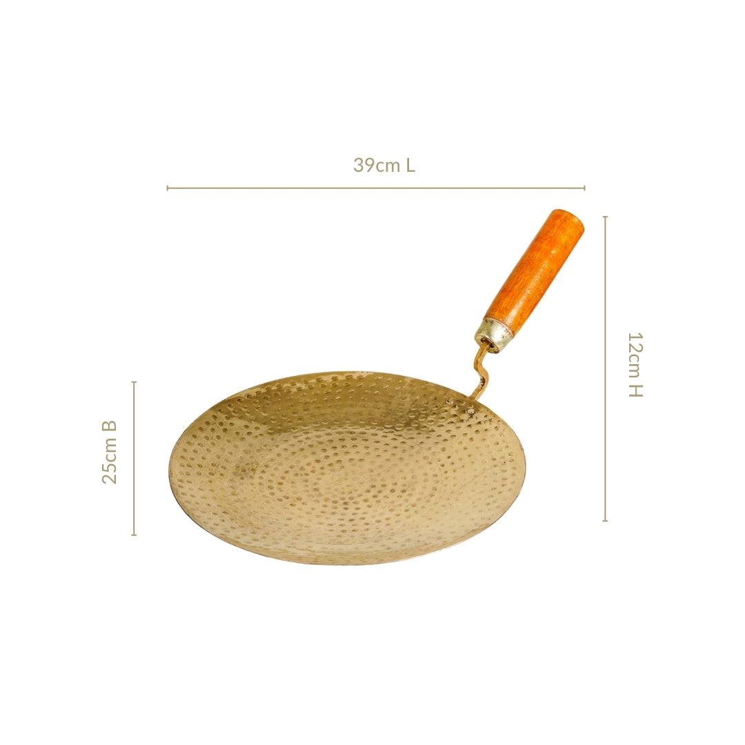 Pure Brass Tawa With Wooden Handle Nestasia
