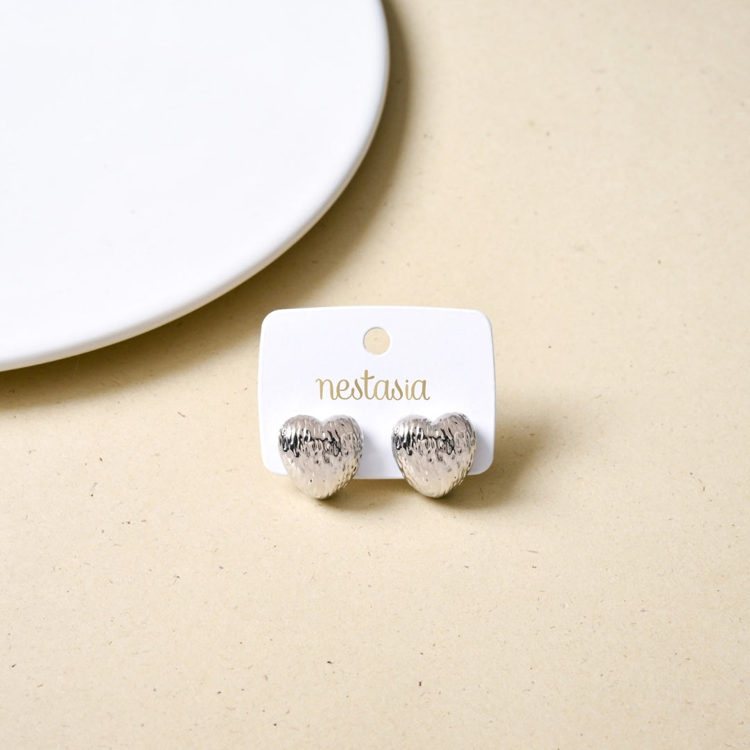 Pure Heart Studs Silver Nestasia
