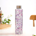 Purple Daisy Leakproof Borosilicate Glass Water Bottle With Lid 1000ml Nestasia