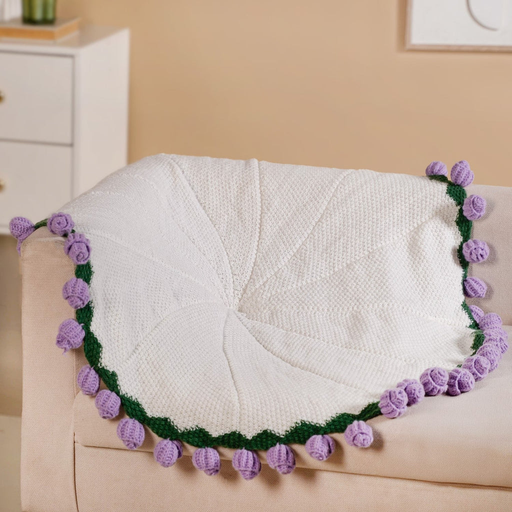 Crochet Flower Bouquet Throw Purple 80cm Nestasia