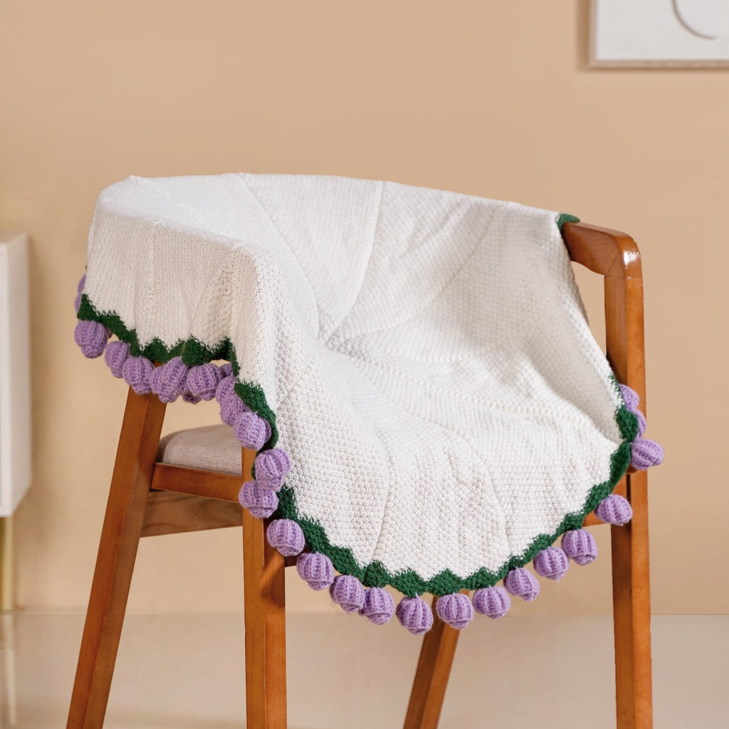 Crochet Flower Bouquet Throw Purple 80cm Nestasia