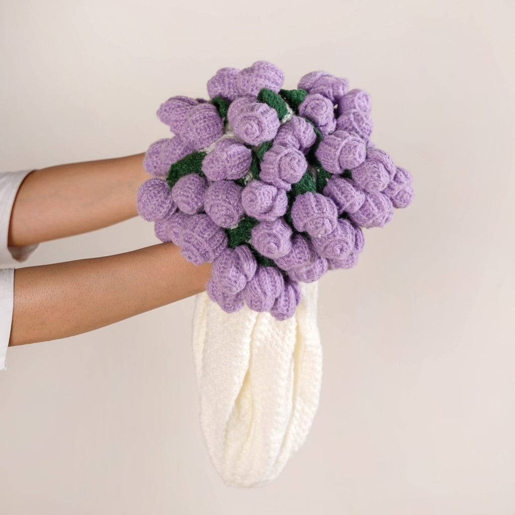 Crochet Flower Bouquet Throw Purple 80cm Nestasia