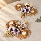 Purply Sustainable Handmade Bamboo Tealight Holder Set Of 2 Nestasia