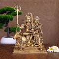 Brass Shiva Family Statue Sitting on Nandi (10.5 Inch) Vedansh Craft