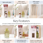 Cypress Spice Fragrance Jar And Reed Diffuser Set Of 3 Nestasia