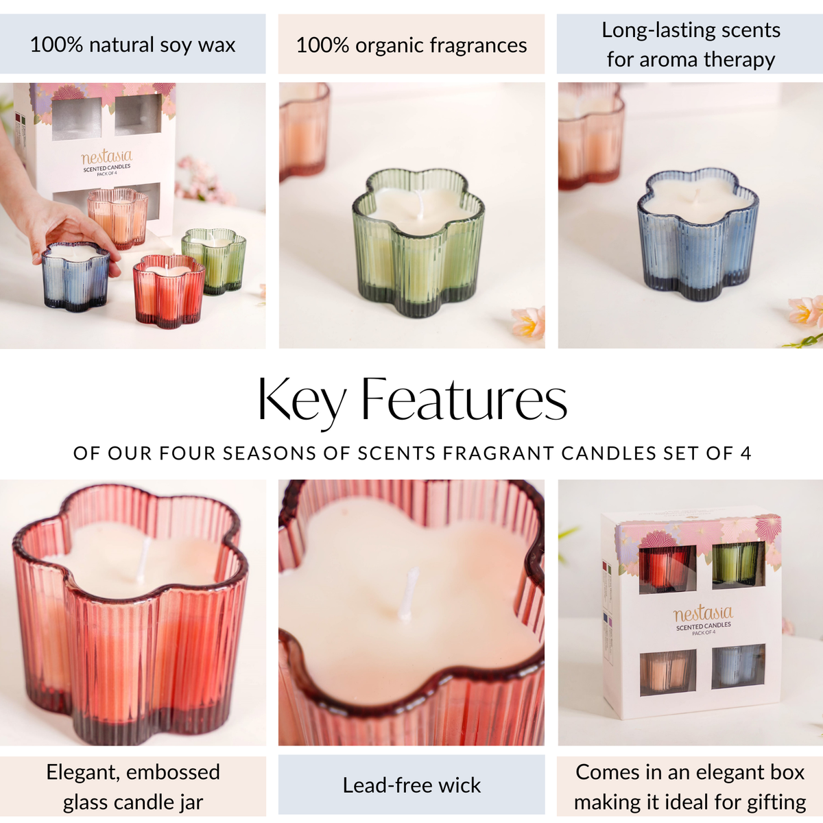 Four Seasons Of Scents Fragrant Candles Gift Set Of 4 Nestasia