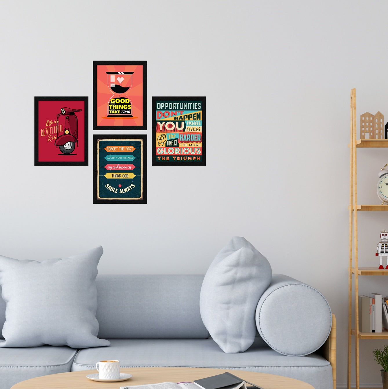 Life is a beautiful ride Motivational Quote Wall Frames, Inspirational, Set of 4, AXS4-101 ArtX