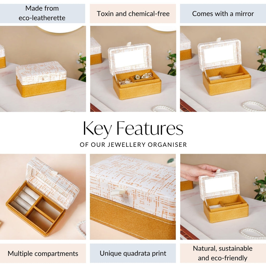 Quadrata Pattern Portable Jewellery Box With Mirror Nestasia