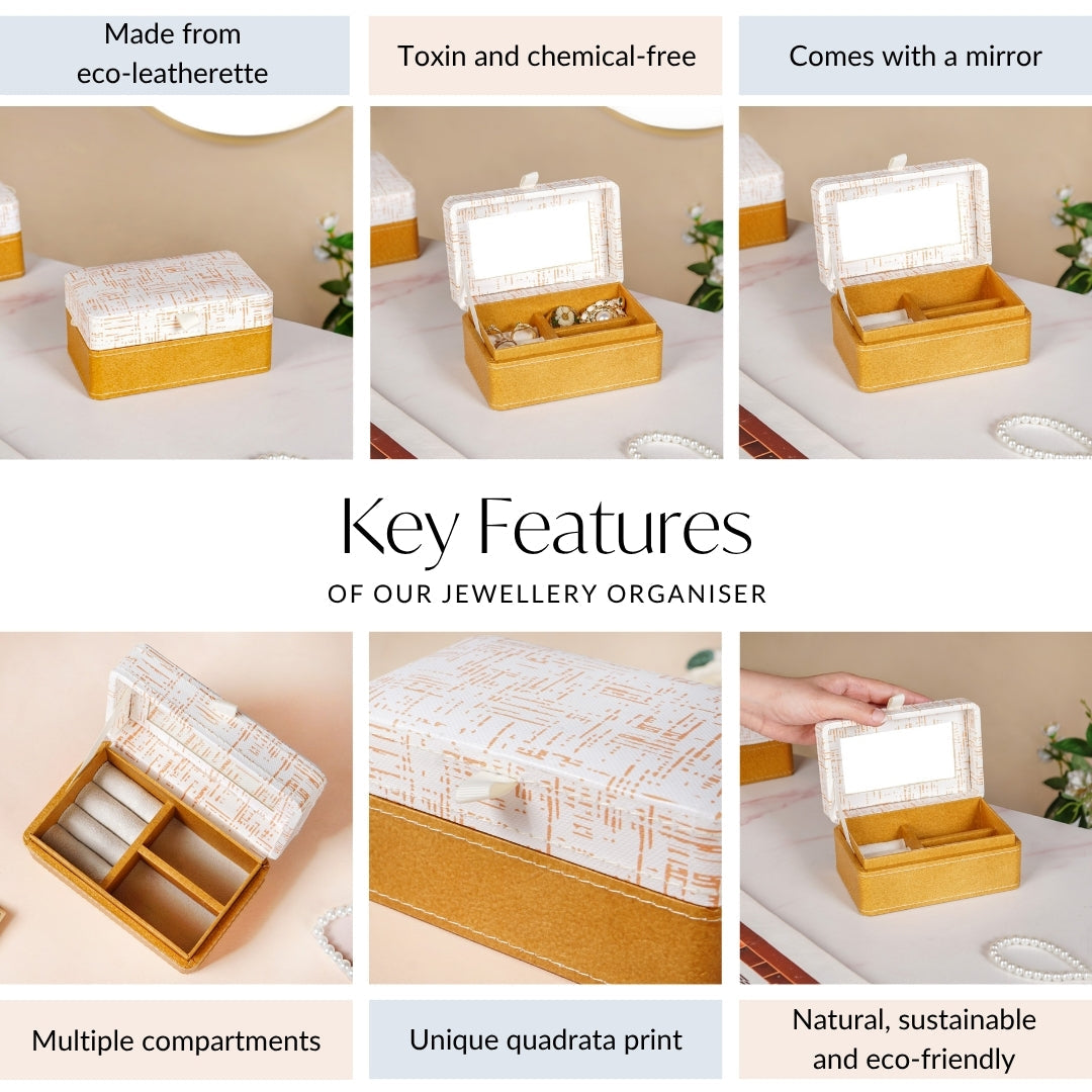 Quadrata Pattern Portable Jewellery Box With Mirror Nestasia