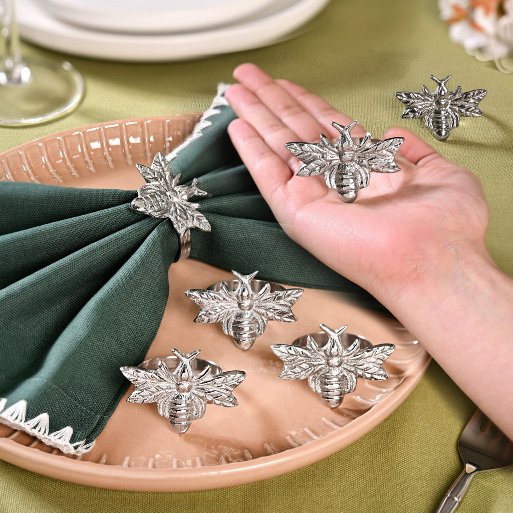 Queen Bee Pure Brass Napkin Holder Set Of 6 Nestasia