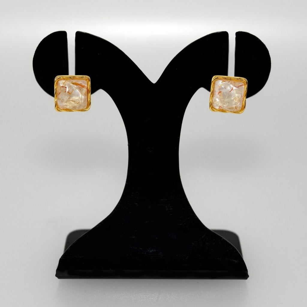 Quiet Twist Stud Earrings White Nestasia