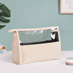 Quilted Cream White Nesting Travel Pouch Set Of 2 Nestasia