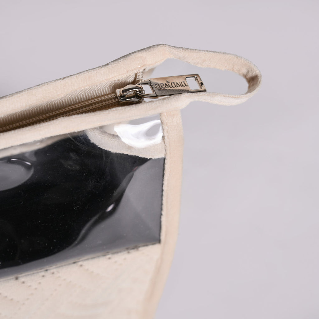 Quilted Cream White Nesting Travel Pouch Set Of 2 Nestasia