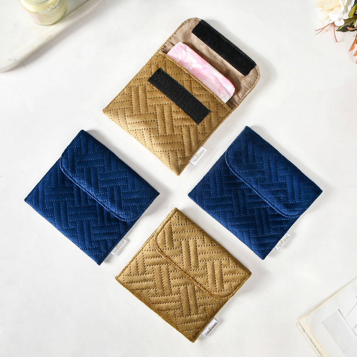 Quilted Versatile Small Makeup Pouch Set Of 4 Nestasia