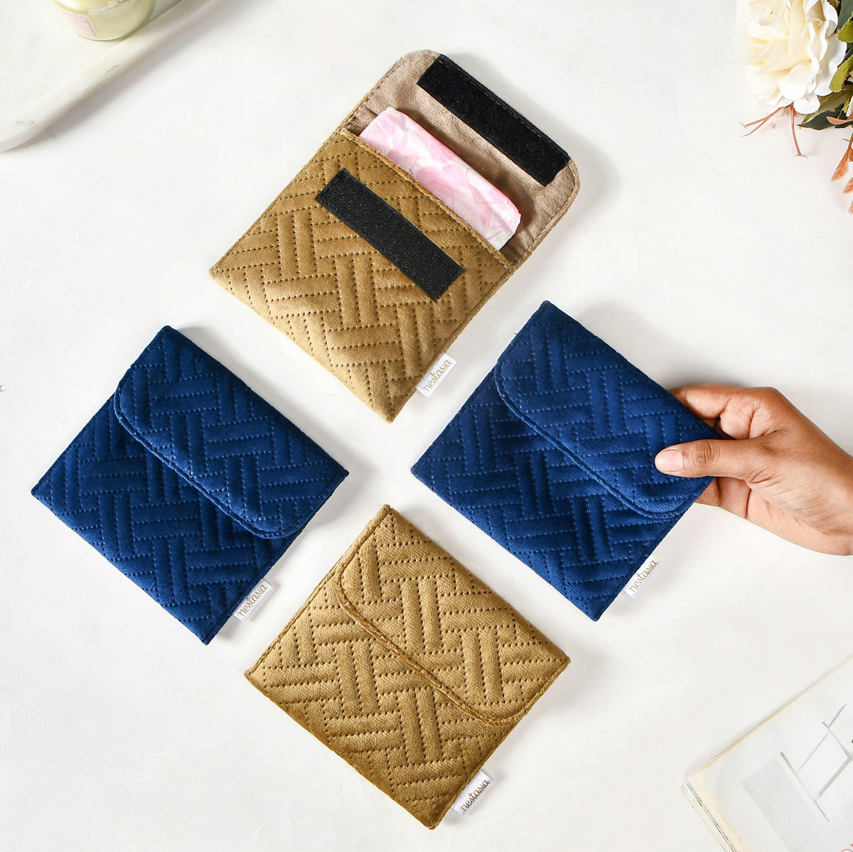 Quilted Versatile Small Makeup Pouch Set Of 4 Nestasia