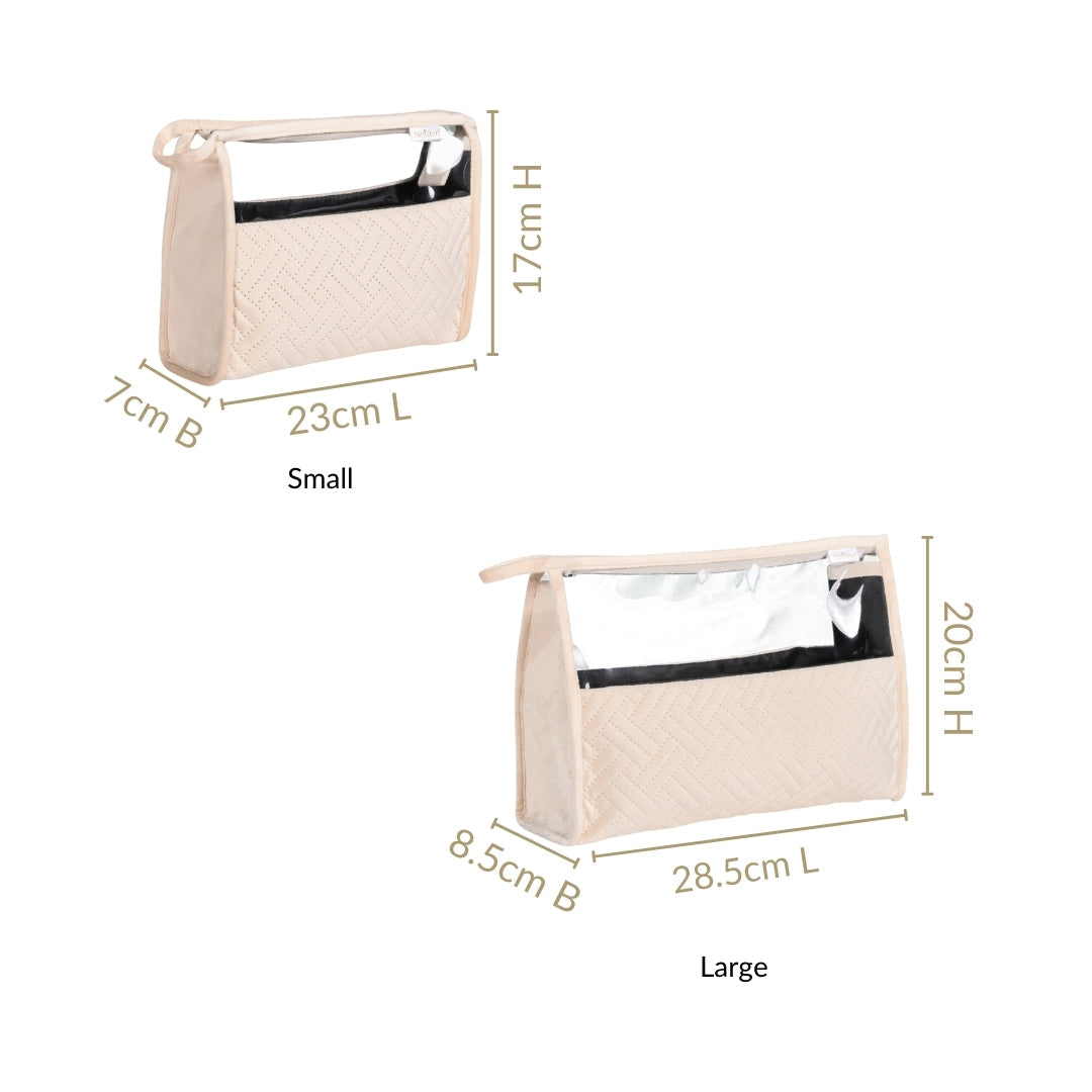 Quilted Cream White Nesting Travel Pouch Set Of 2 Nestasia