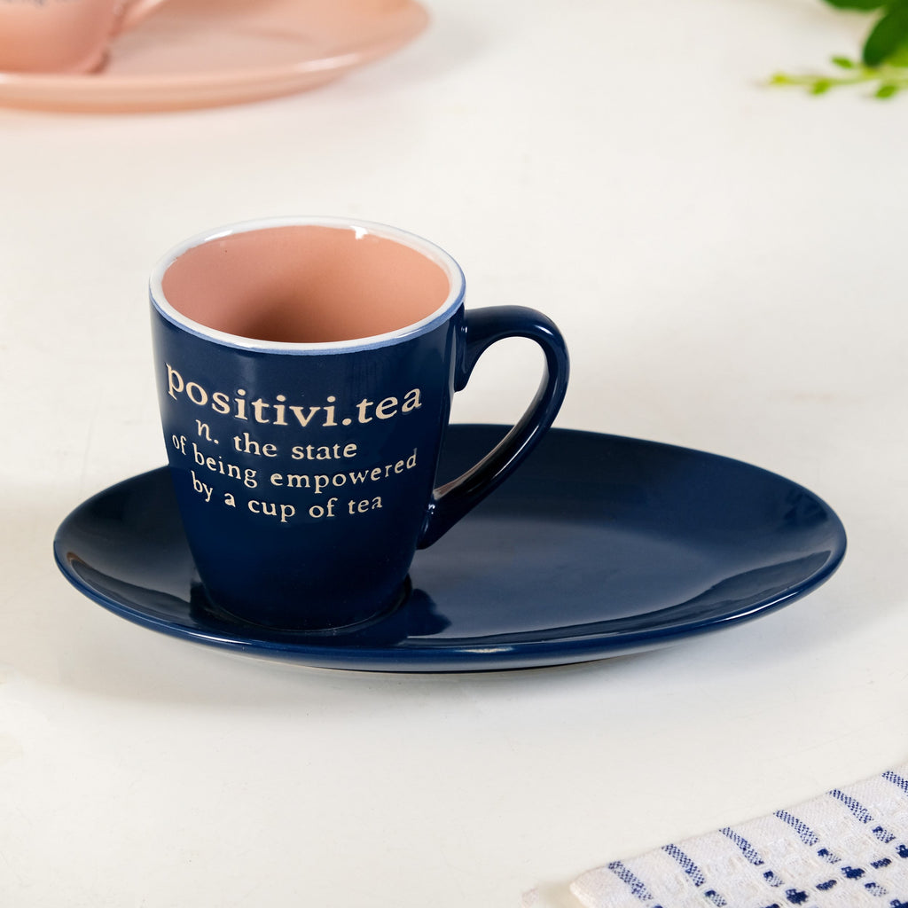 Quote Mugs Gift Set With 4 Cups 4 Saucers 250ml Nestasia