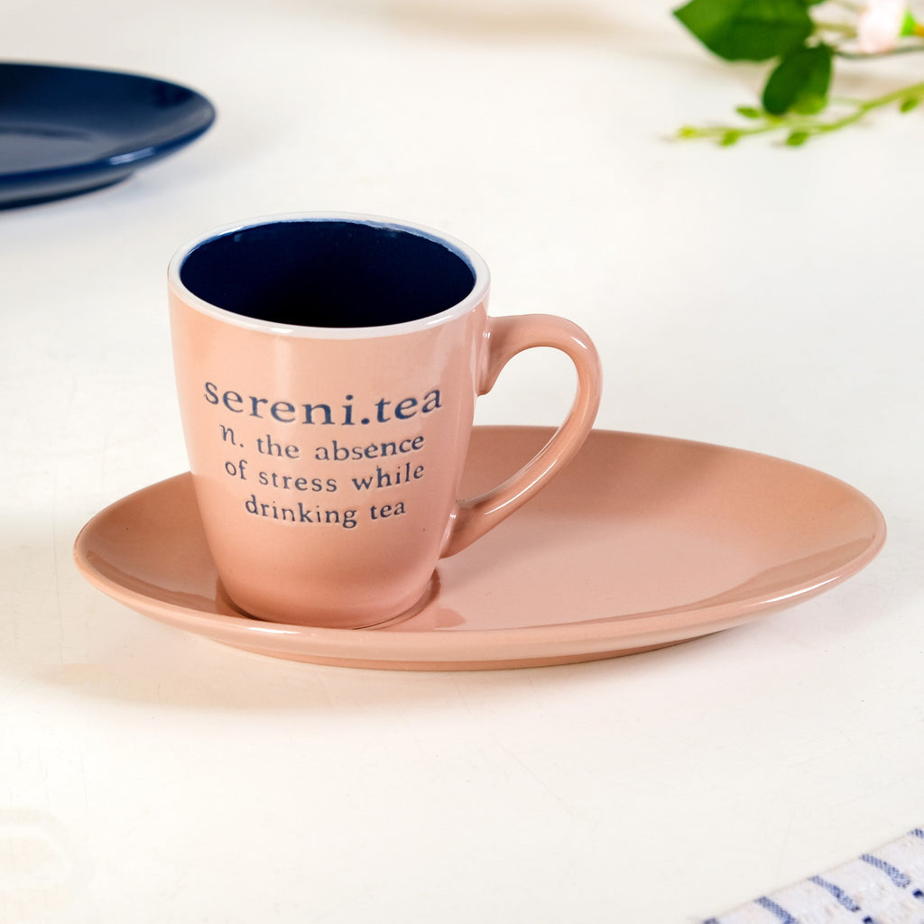 Quote Mugs Gift Set With 4 Cups 4 Saucers 250ml Nestasia