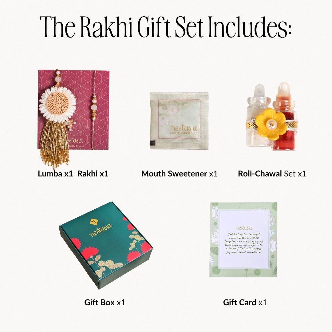 Ivory Daisy Rakhi And Lumba Gift Set Nestasia
