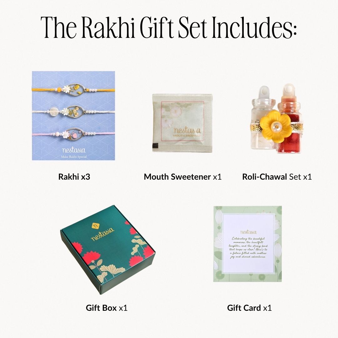 Blossom Encased Reverie Rakhi Bracelet Set Nestasia