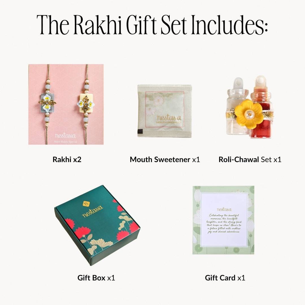 Blossoming Blue Floral Rakhi Gift Set Nestasia