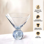 Bubble Base Martini Glass Set Of 2 220ml Blue Nestasia