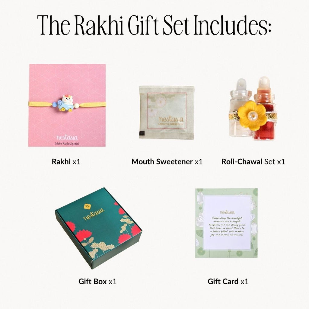 Teddy Ride Kids Rakhi Gift Set Nestasia