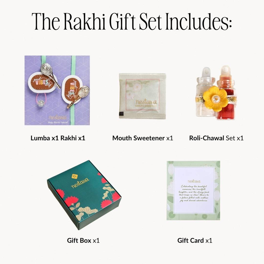 Good Vibes Only Rakhi And Lumba Gift Set Nestasia