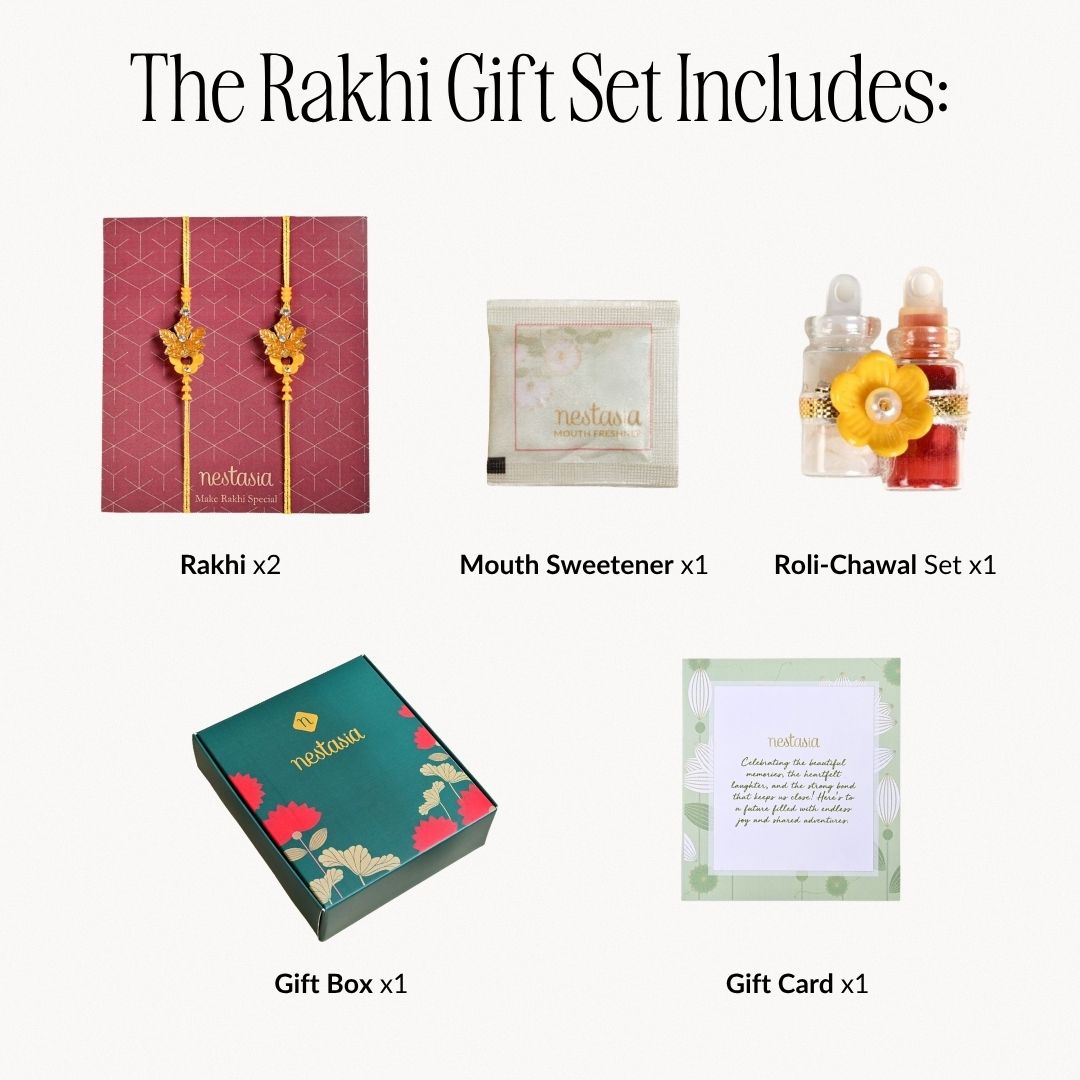 Autumn Leaf Rakhi Duo Gift Set Nestasia