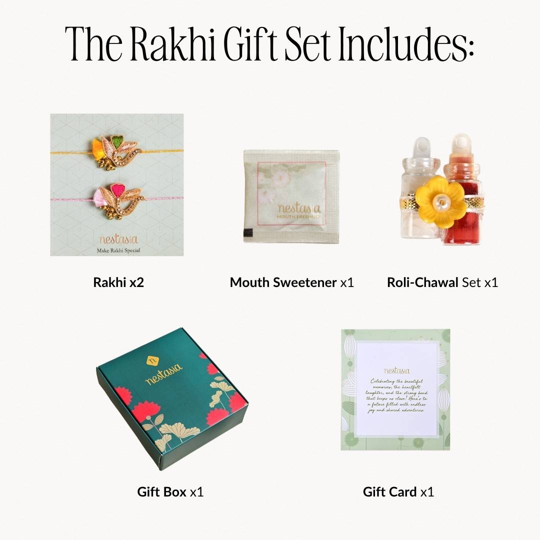 Vibrant Fern Rakhi Duo Gift Set Nestasia