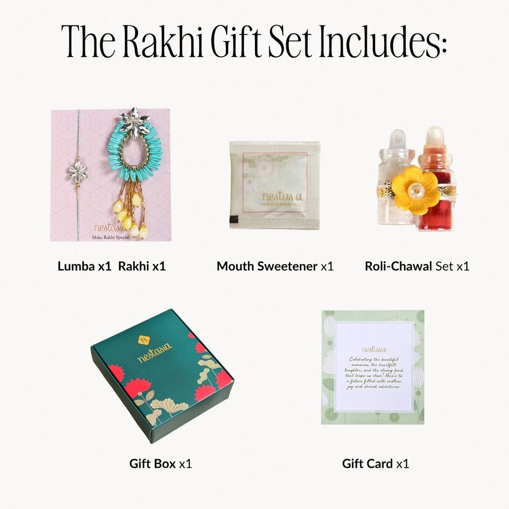 Turquoise Blossom Rakhi Lumba Gift Set Nestasia
