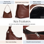 Soi Basket Weave Hobo Bag Brown Nestasia