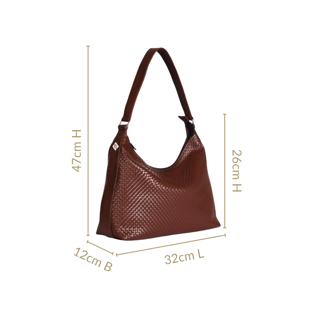 Soi Basket Weave Hobo Bag Brown Nestasia