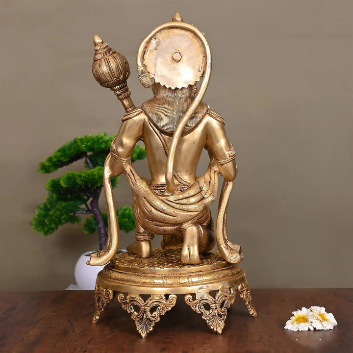 Brass Superfine Sitting Hanuman Statue (20 Inch) Vedansh Craft