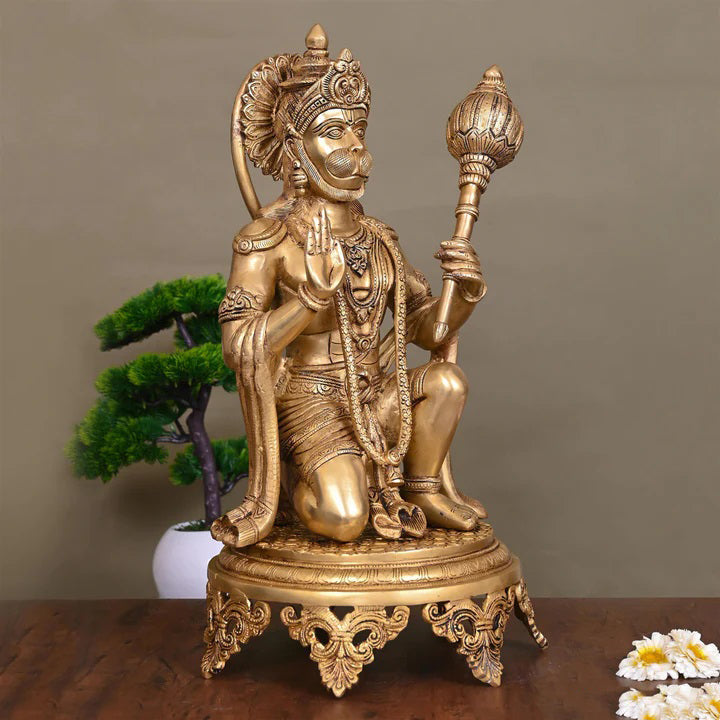 Brass Superfine Sitting Hanuman Statue (20 Inch) Vedansh Craft
