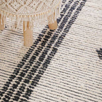 Black and Beige Hand Woven Carpet for Living Room Nestasia