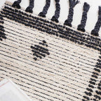 Black and Beige Hand Woven Carpet for Living Room Nestasia