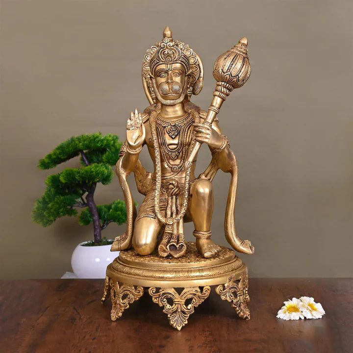 Brass Superfine Sitting Hanuman Statue (20 Inch) Vedansh Craft