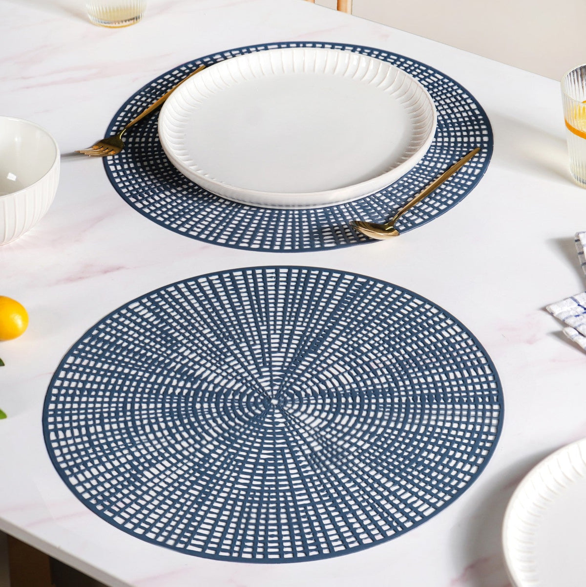 Radial Blue Web Placemat Set Of 6 Nestasia