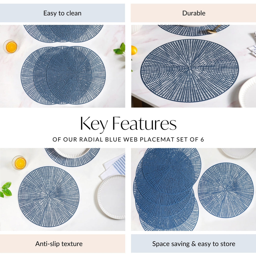 Radial Blue Web Placemat Set Of 6 Nestasia