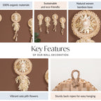 Organic White Petals Dried Flower Wall Decor Set Of 4 Nestasia
