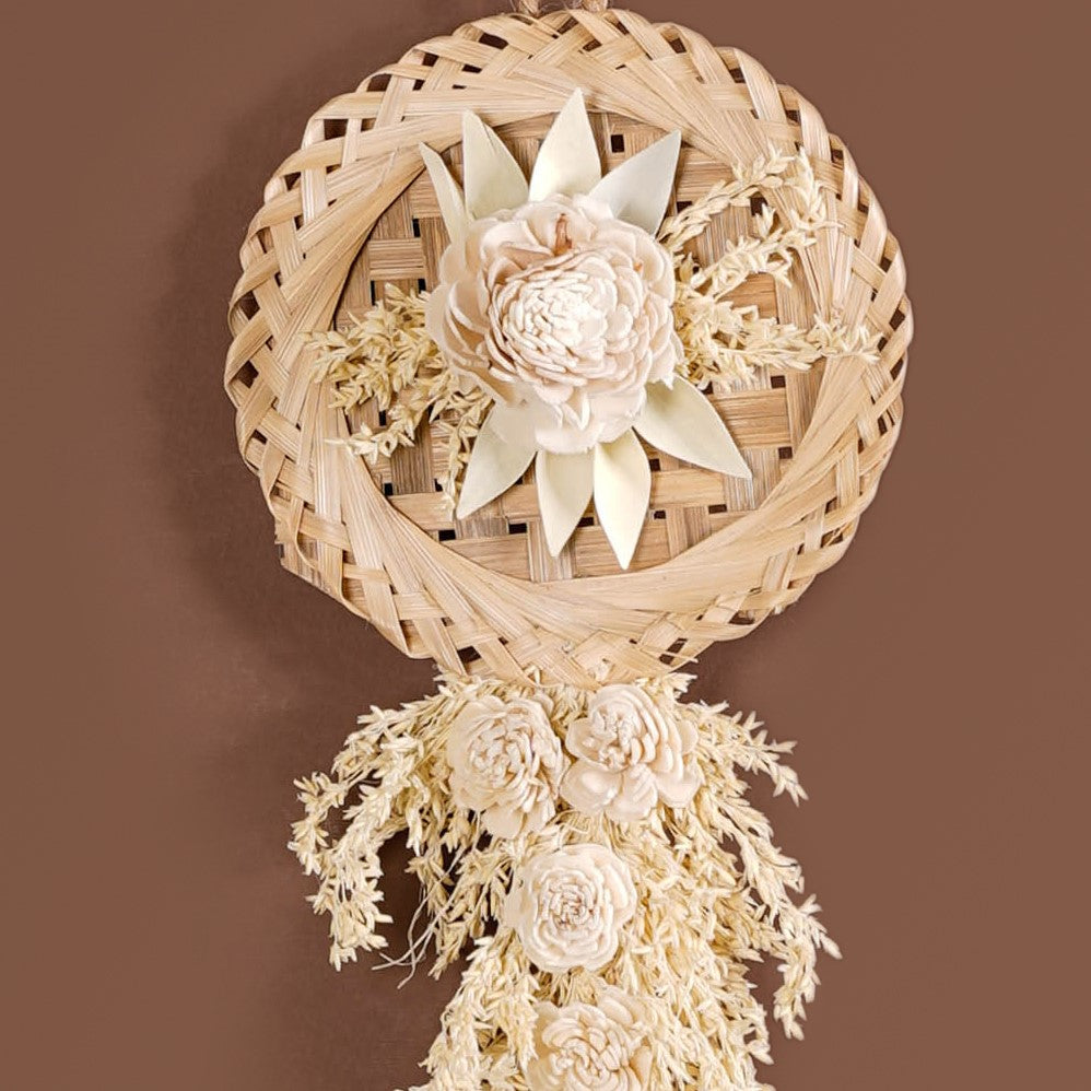 Organic White Petals Dried Flower Wall Decor Set Of 4 Nestasia