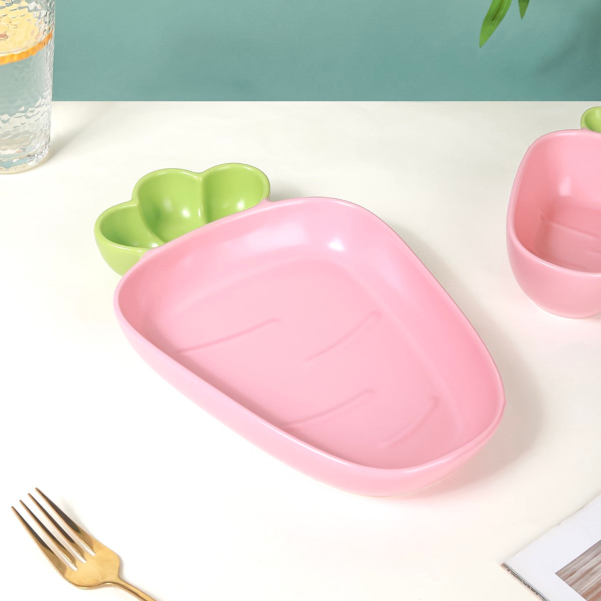 Ceramic Chip And Dip Platter Pink 550 ml Nestasia