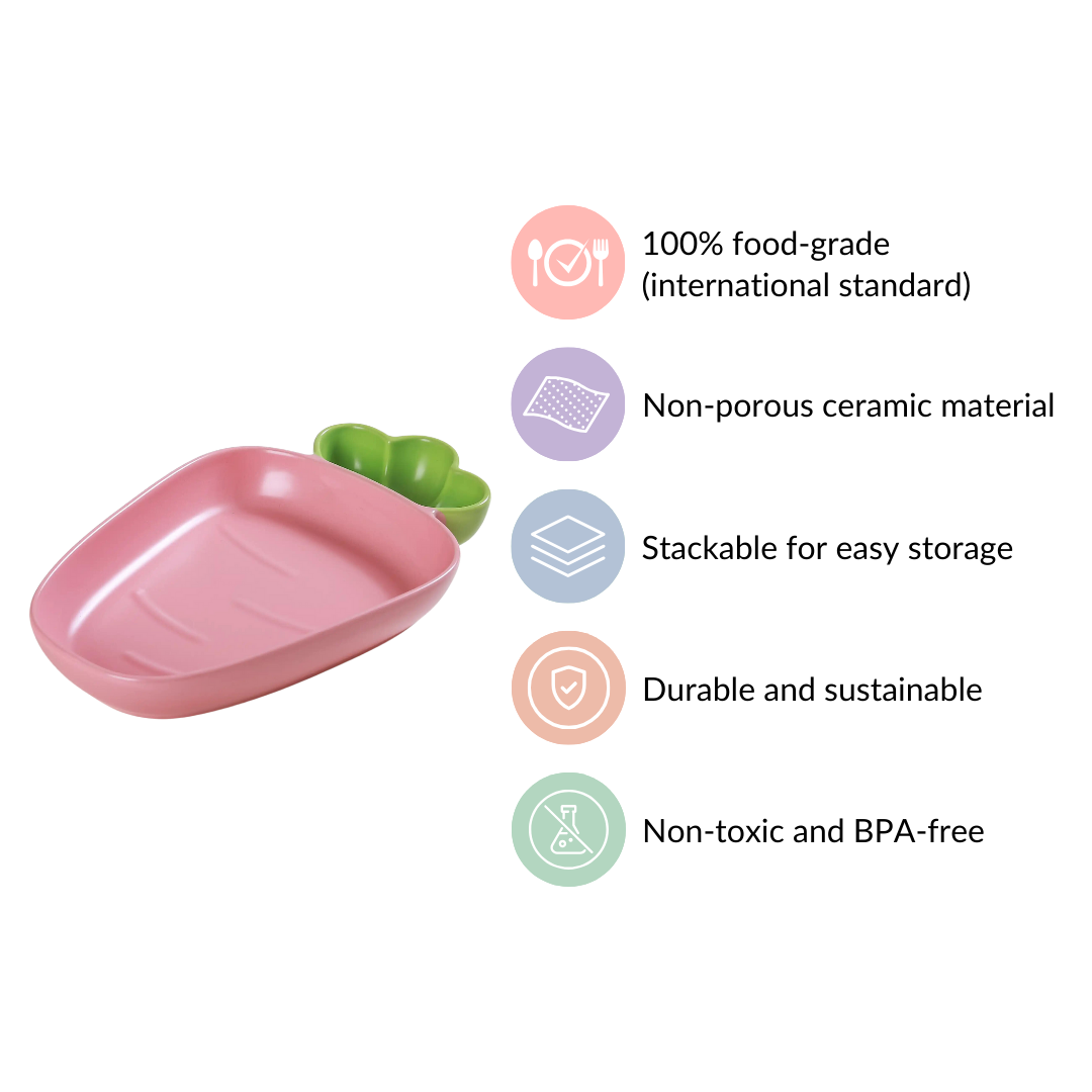 Ceramic Chip And Dip Platter Pink 550 ml Nestasia